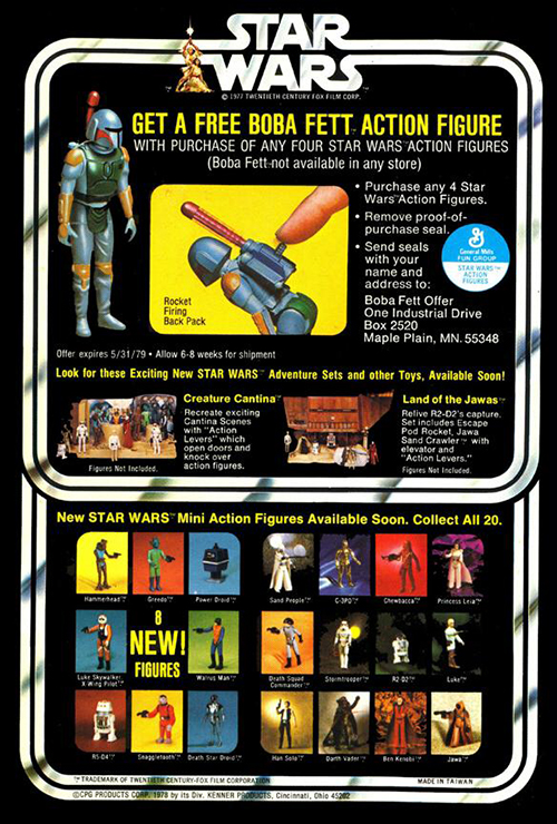 Image of a vintage Star Wars 20 Figure Cardback.