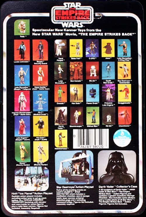 Image of a vintage Star Wars 32 Figure Card Back.