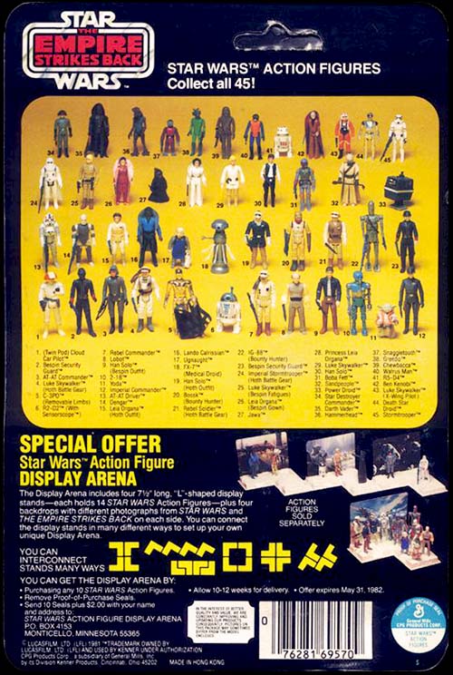 Image of a vintage Star Wars 45 Figure Cardback.