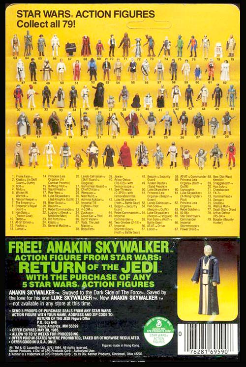Image of a vintage Star Wars 79 Figure Cardback.