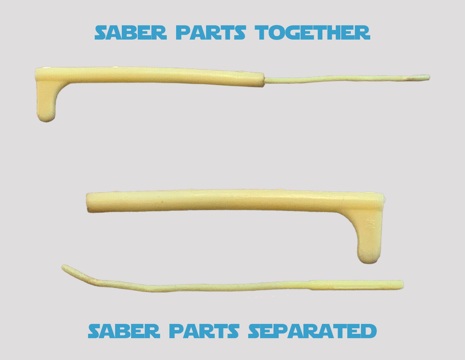 A double telescoping lightsaber is made up of 2 parts.