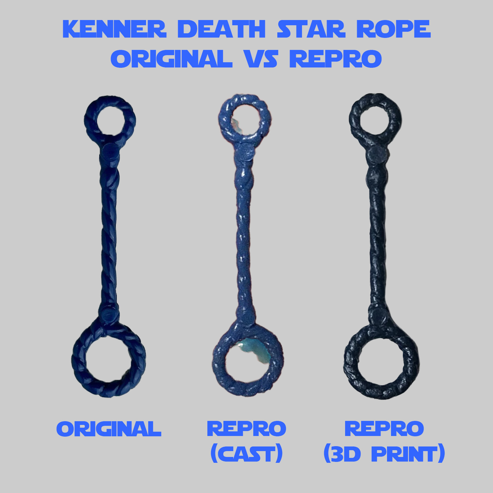 The Kenner Death Star Rope is often missing. And there are lots of good looking reproductions.
