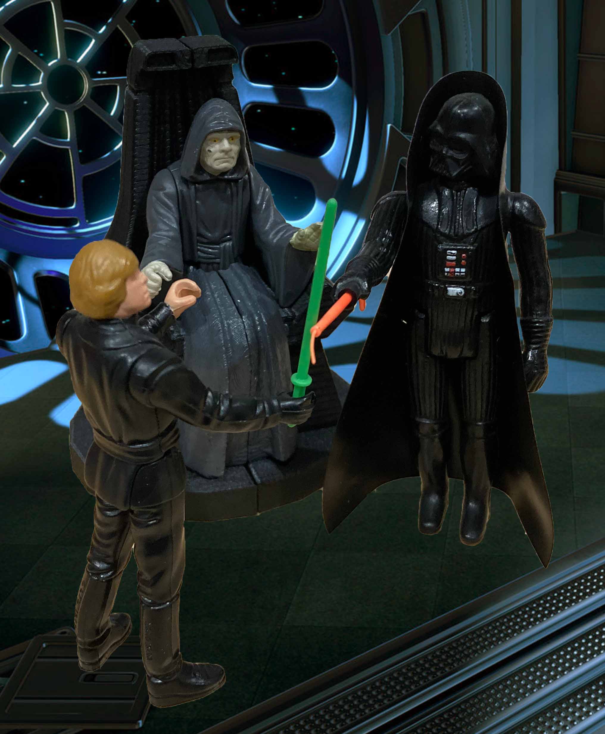 Recreate the Return of the Jedi Throne Room scene with your vintage Emperor and our custom Throne.